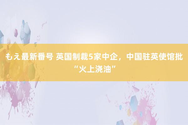 もえ最新番号 英国制裁5家中企，中国驻英使馆批“火上浇油”