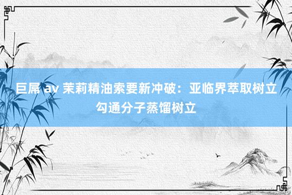 巨屌 av 茉莉精油索要新冲破：亚临界萃取树立勾通分子蒸馏树立