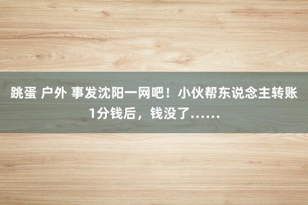 跳蛋 户外 事发沈阳一网吧！小伙帮东说念主转账1分钱后，钱没了……