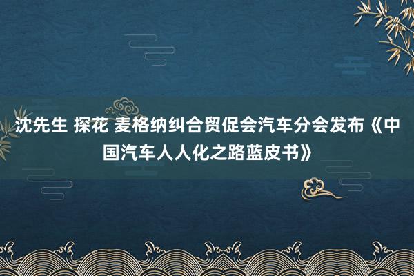 沈先生 探花 麦格纳纠合贸促会汽车分会发布《中国汽车人人化之路蓝皮书》