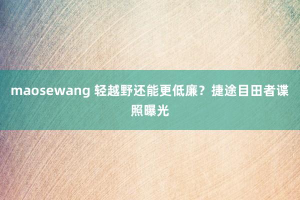 maosewang 轻越野还能更低廉？捷途目田者谍照曝光